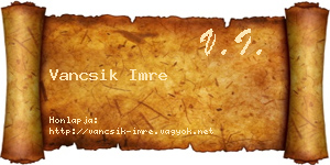 Vancsik Imre névjegykártya